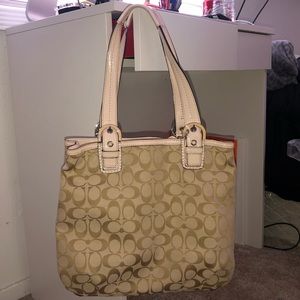 Coach handbag tan/pink